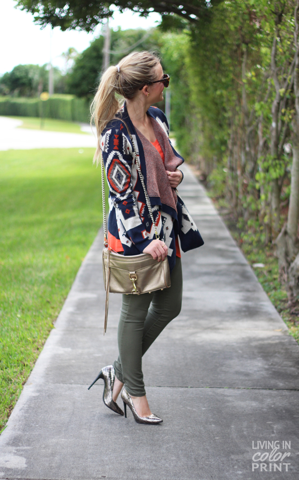 Orange Aztec Cardigan