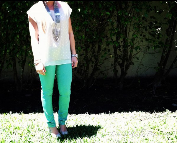 Spring Pastel Outfit Mint Jeans