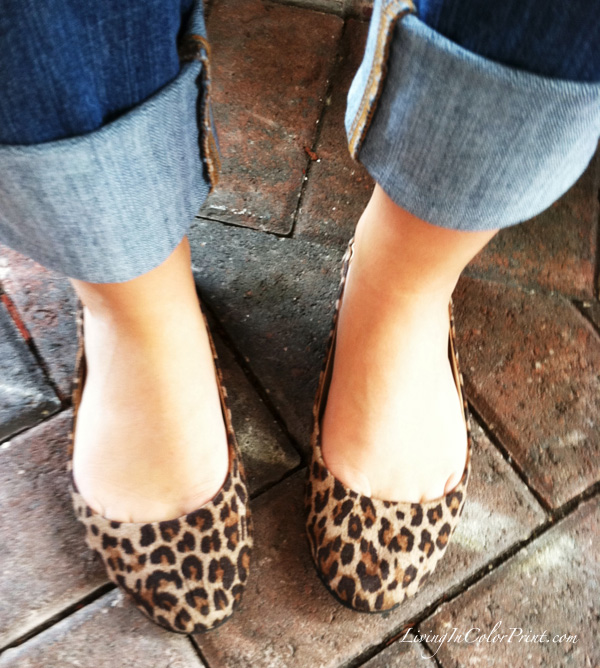 leopard flats and rolled up jeans