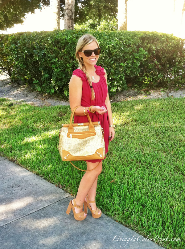 summer blogger outfit, raspberry dress