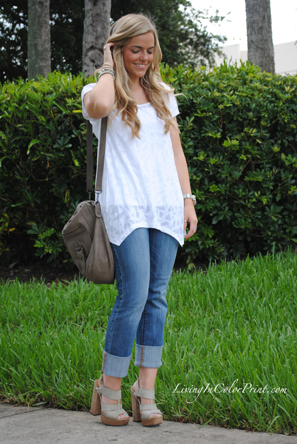 blogger ootd, blogger outfit of the day, chic jean look, white burnt out t-shirt