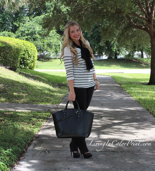 Black + White outfit, 4 ways to wear black and white, black and white stripe sweater