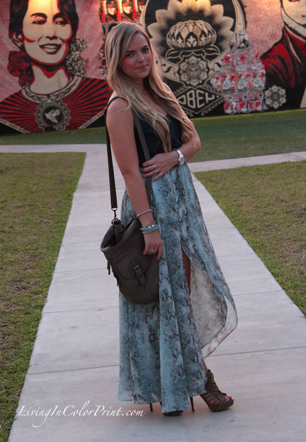 Dusk in Wynwood, Miami Fashion Blogger, Dress the Population, snakeskin maxi skirt