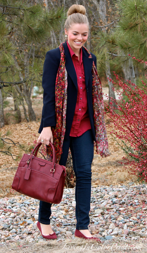 4 Ways to Wear Oxblood, how to wear oxblood, blogger collab, oxblood handbag from just FABB