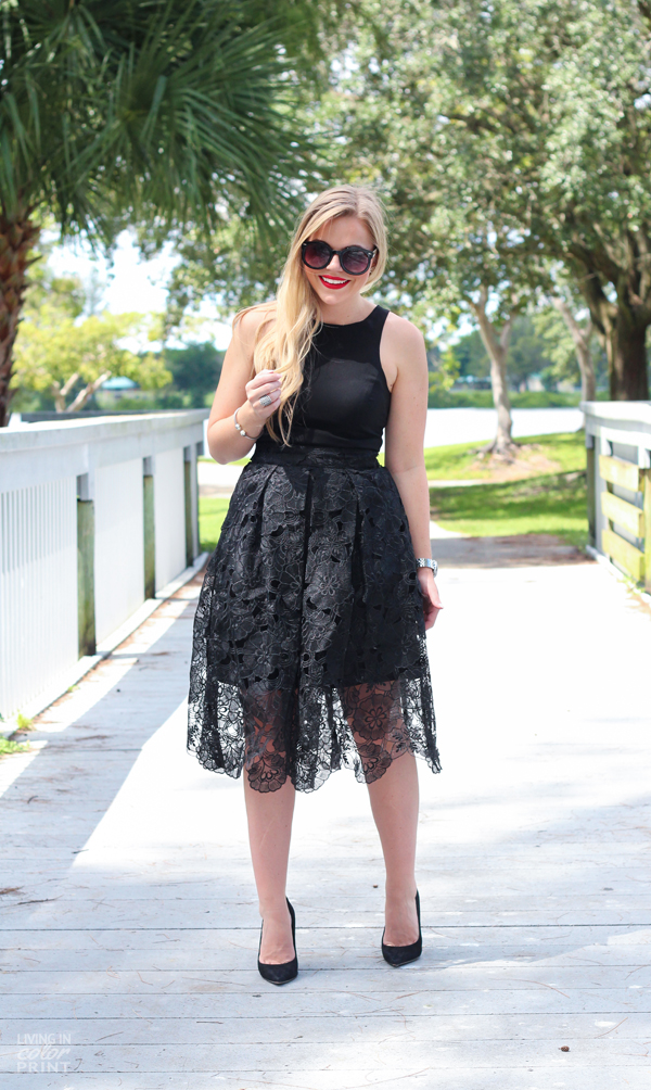 Black Lace Skirt | Living In Color Print