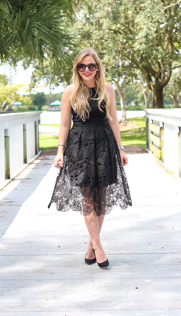 Black Lace Skirt - Color By K