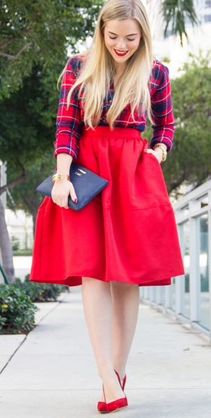 Red Skirt + Tartan - Color By K