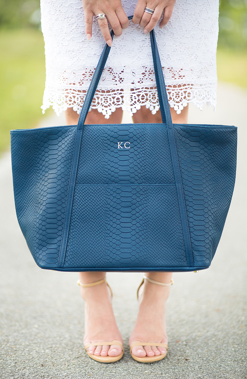 white-lace-dress-navy-tote