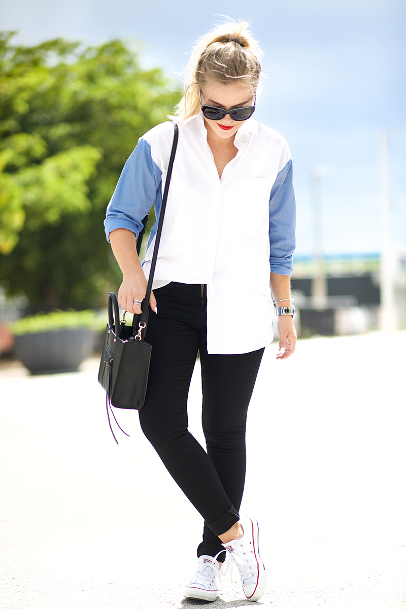 blue-and-white-button-down-black-skinny-jeans
