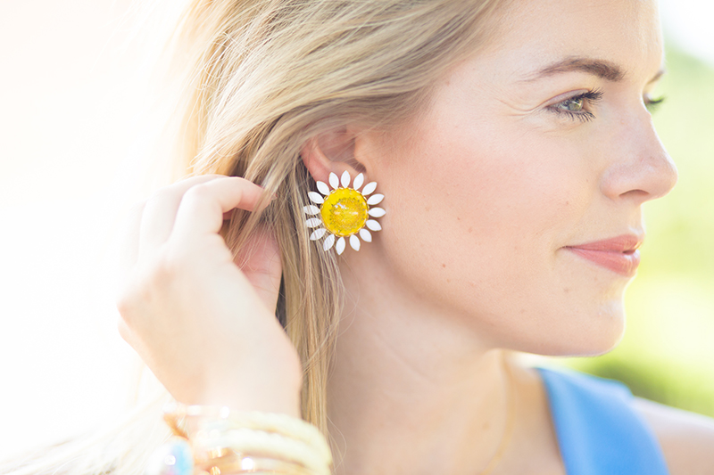 real sunflower earrings by Flower Moon