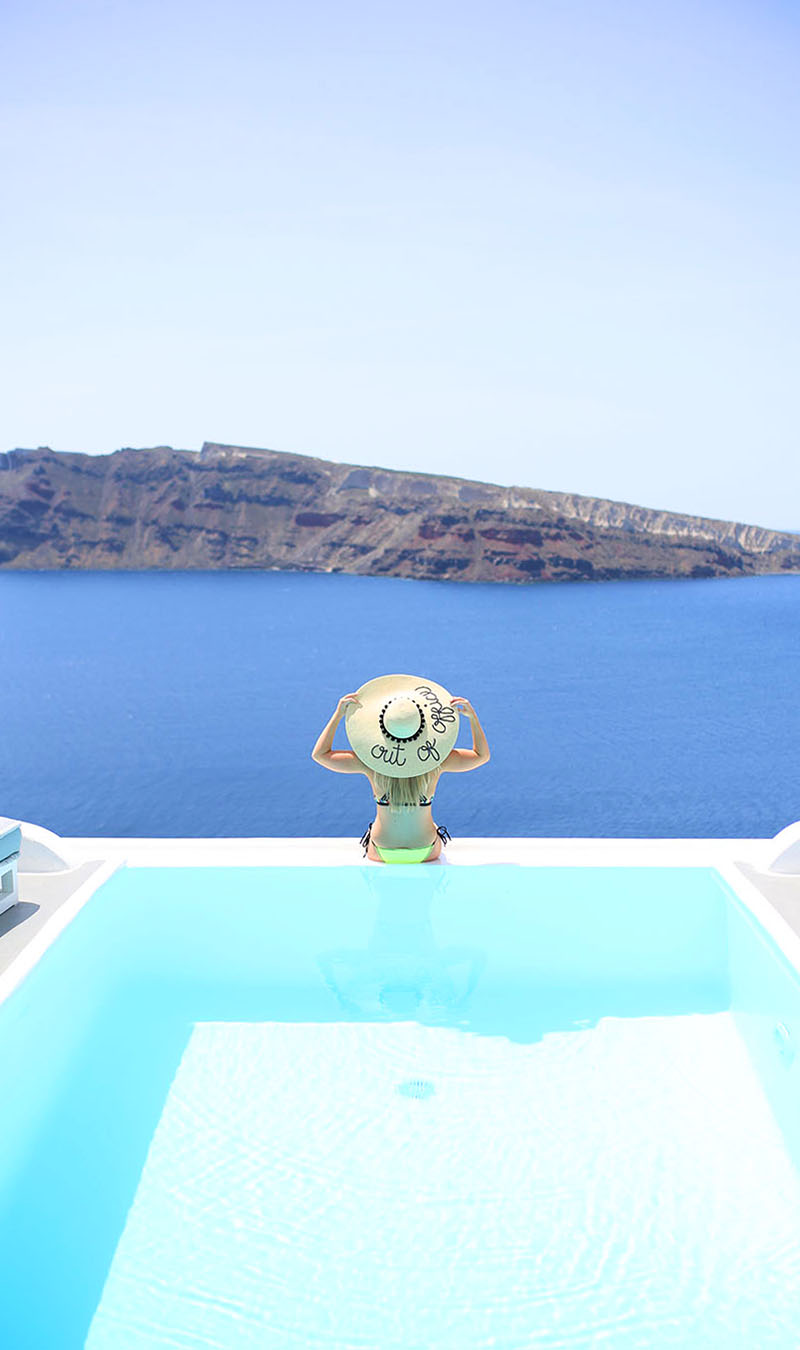 Poolside in Oia, Santorini, Out of Office Sun Hat