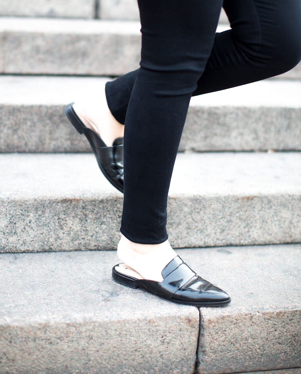 Black Backless Loafers 