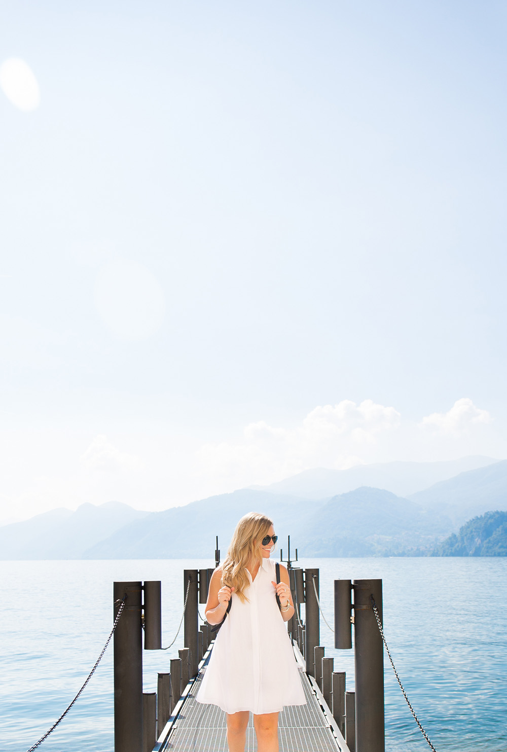 White Trapeze Dress in Lake Como