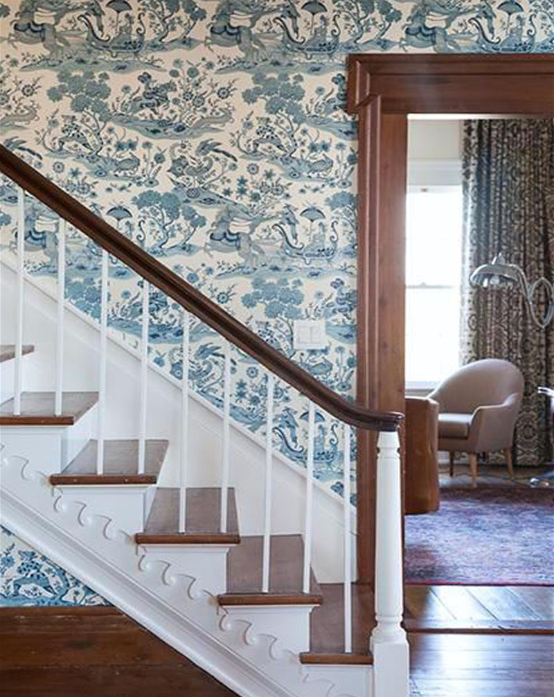 Wallpaper Staircase Trend  How To Update Stair Walls  domino