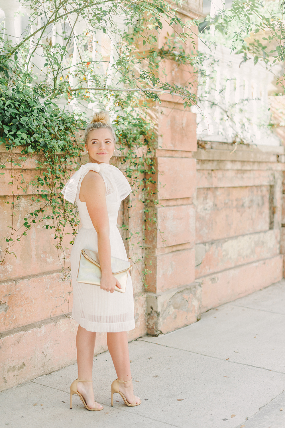 White Shoulder Bow Dress | Downtown Charleston