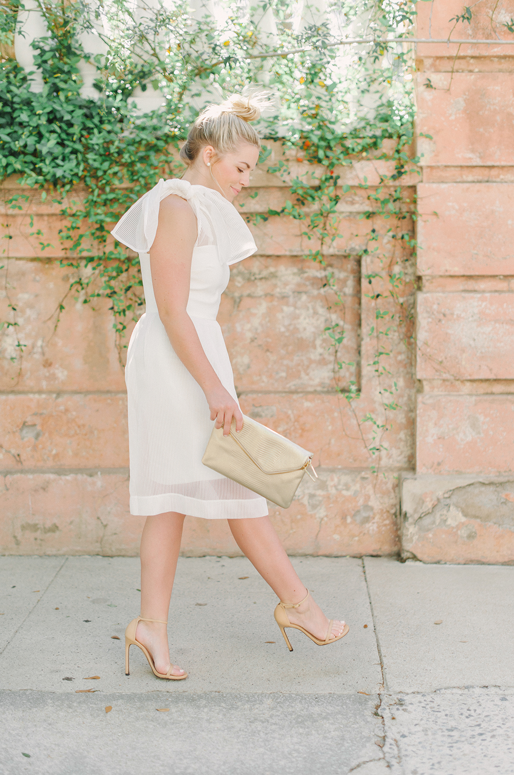 White Shoulder Bow Dress | Downtown Charleston