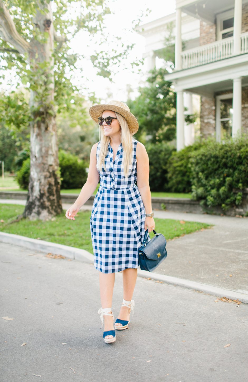 Navy Gingham Fit + Flare - Color By K