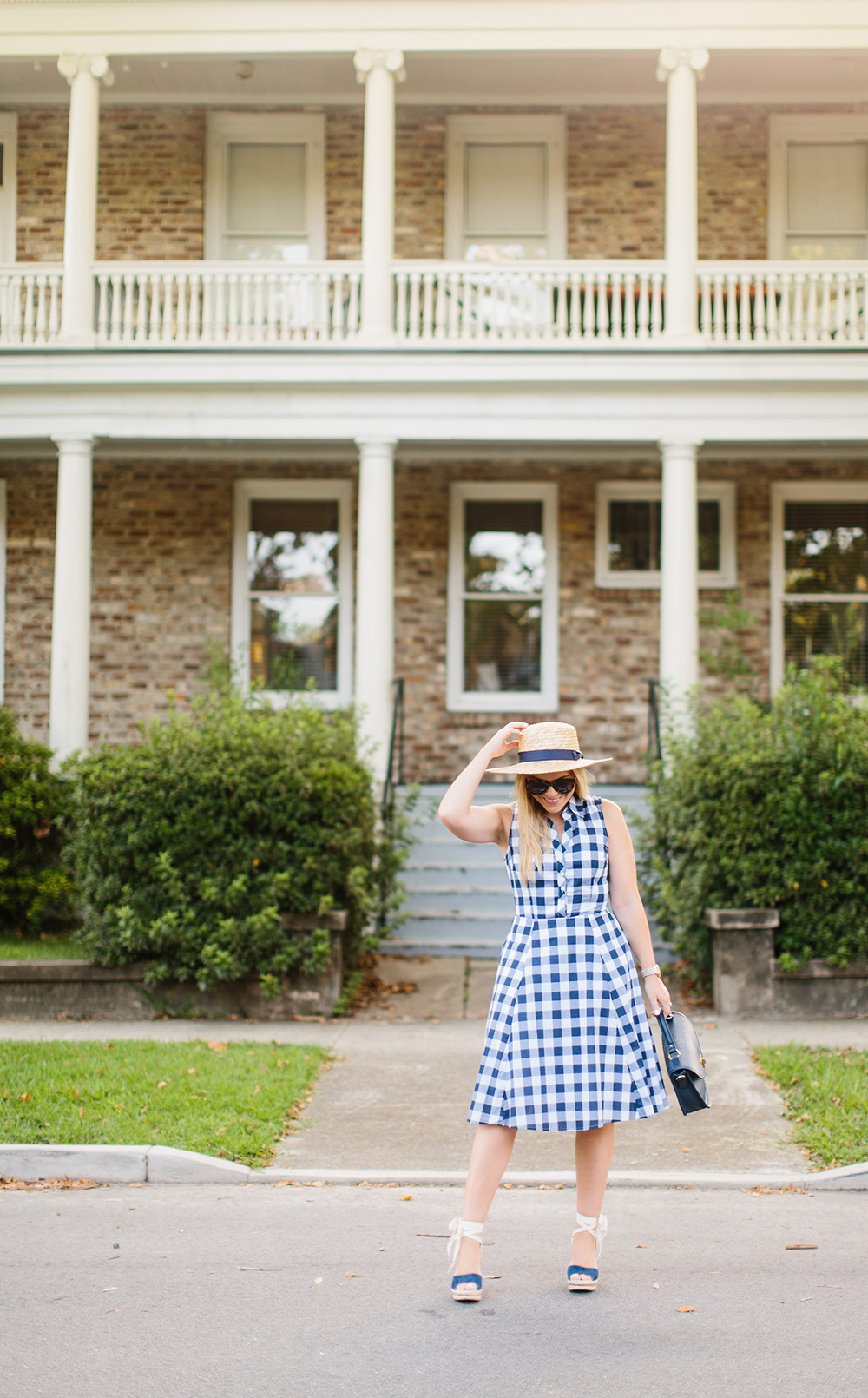 Navy Gingham Fit + Flare