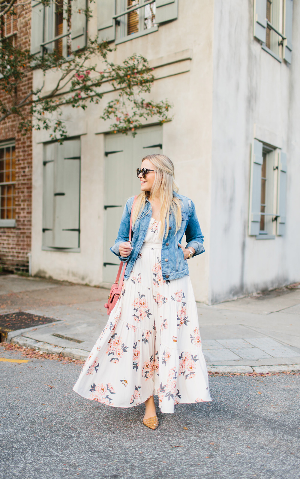 Summer Dress Transitioned to Fall with Denim Jacket
