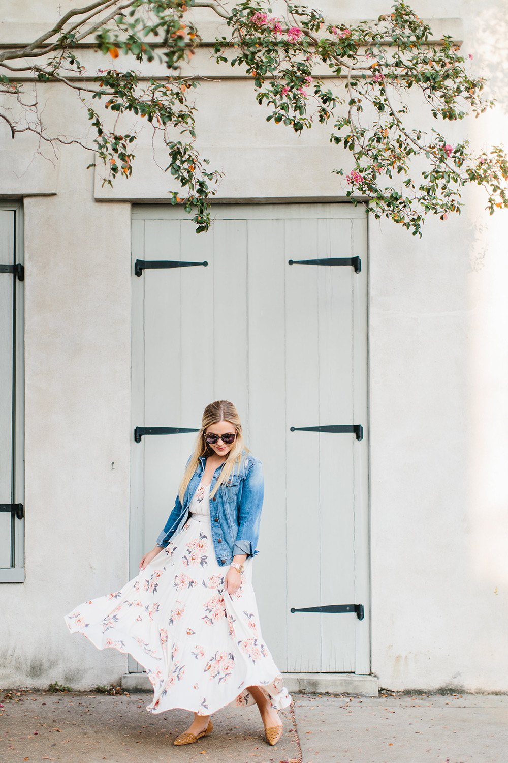 Summer Dress Transitioned to Fall with Denim Jacket