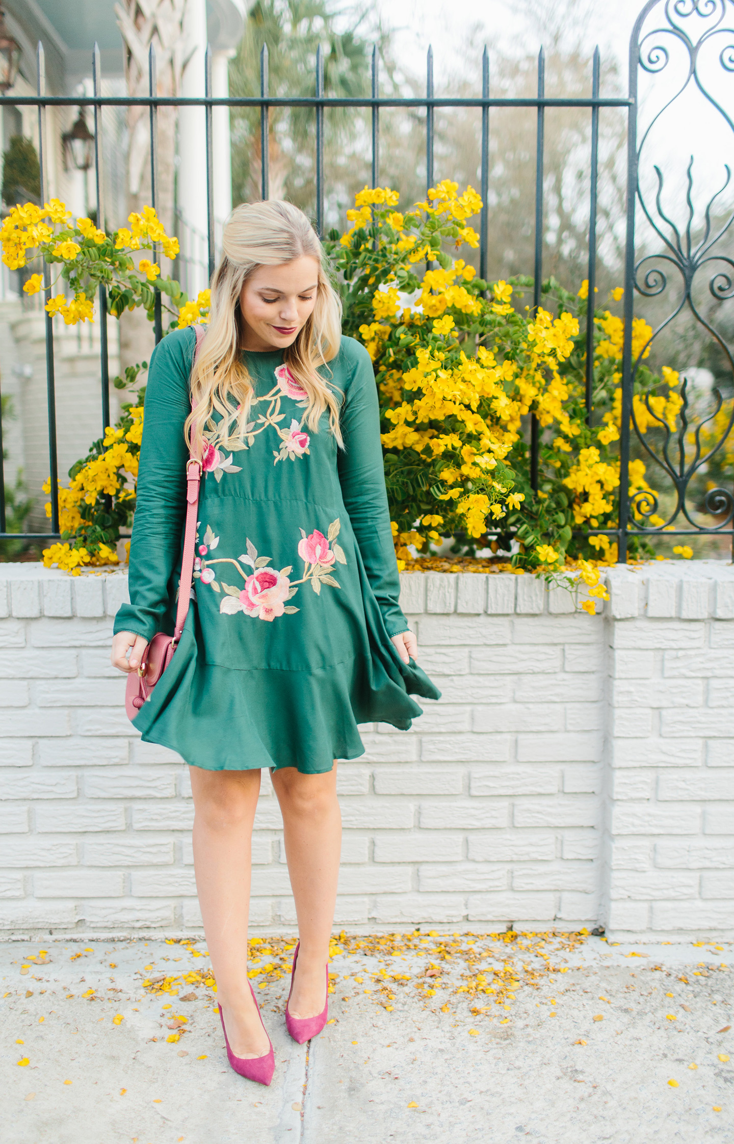Embroidered Emerald Dress