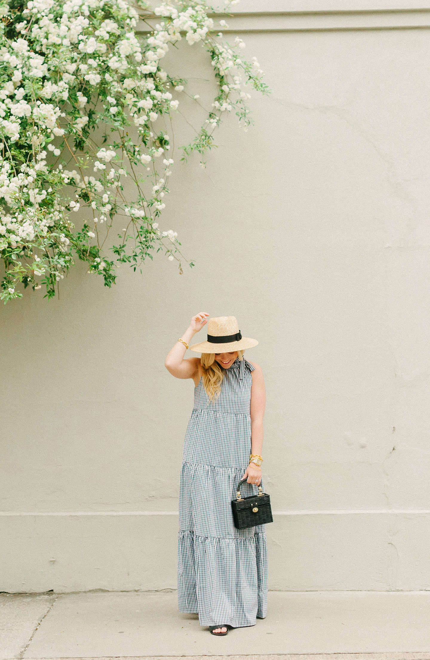 Black Gingham Maxi Dress