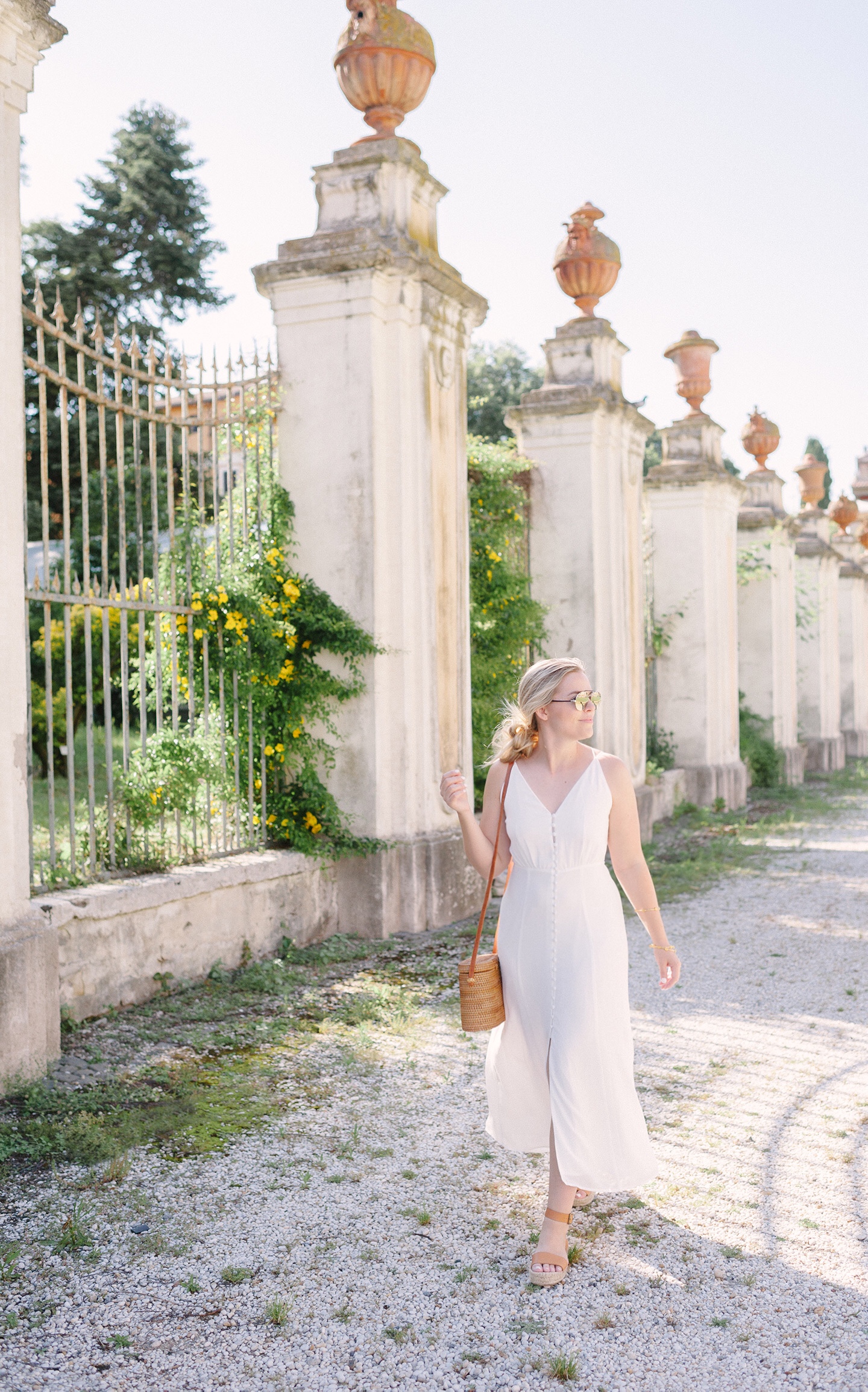 White Button Up Dress in Rome