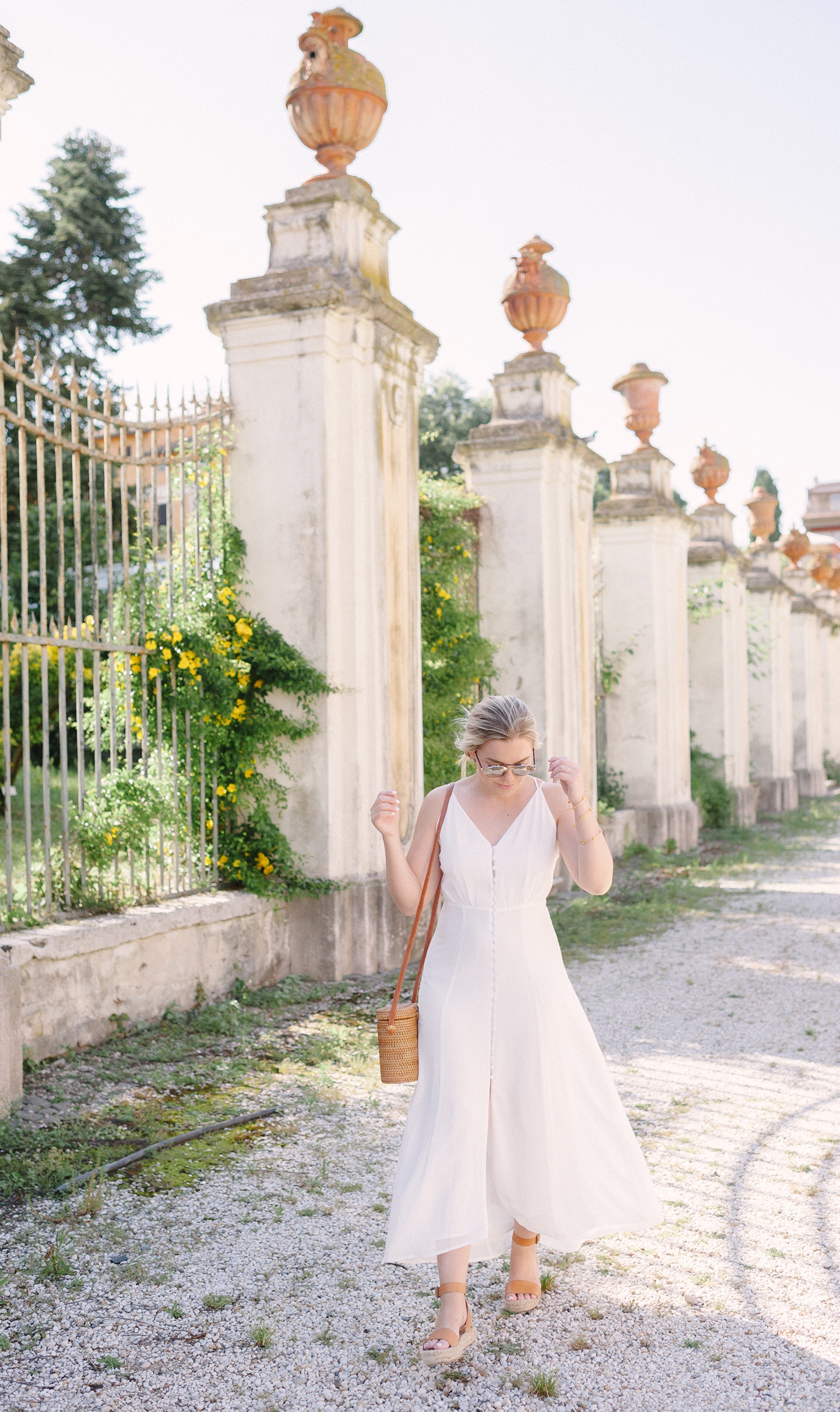 White Button Up Dress in Rome