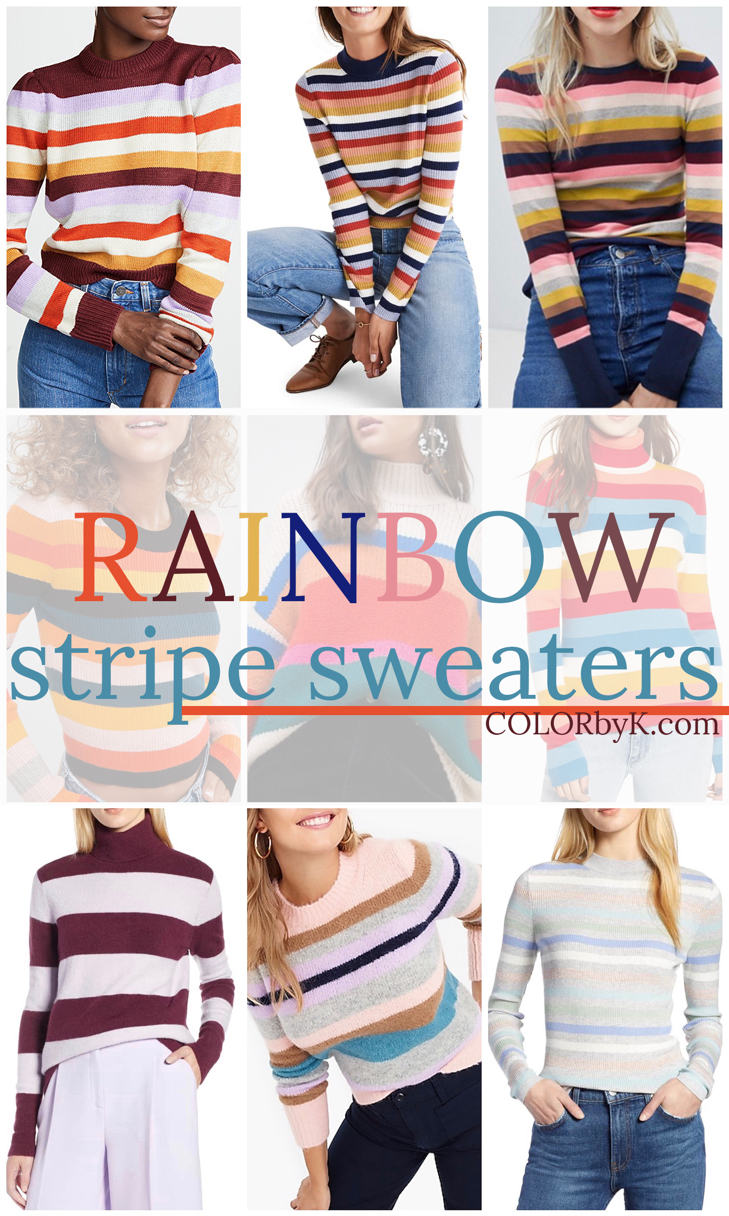 Rainbow Stripe Sweaters for Fall | COLOR by K