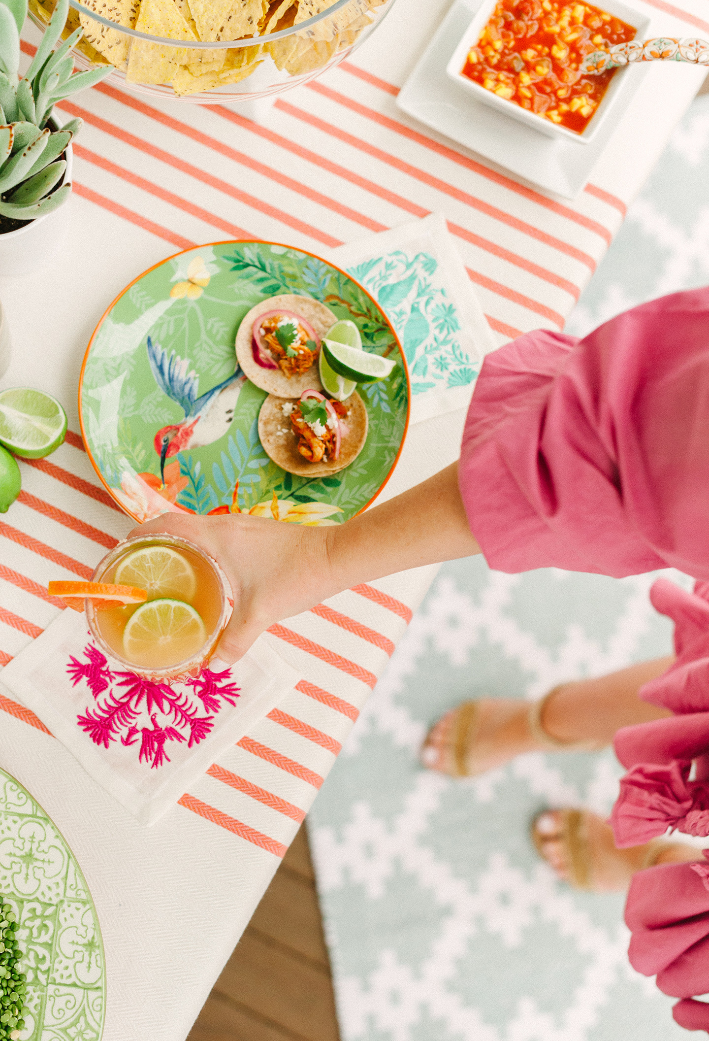 Margarita + Embroidered Napkin