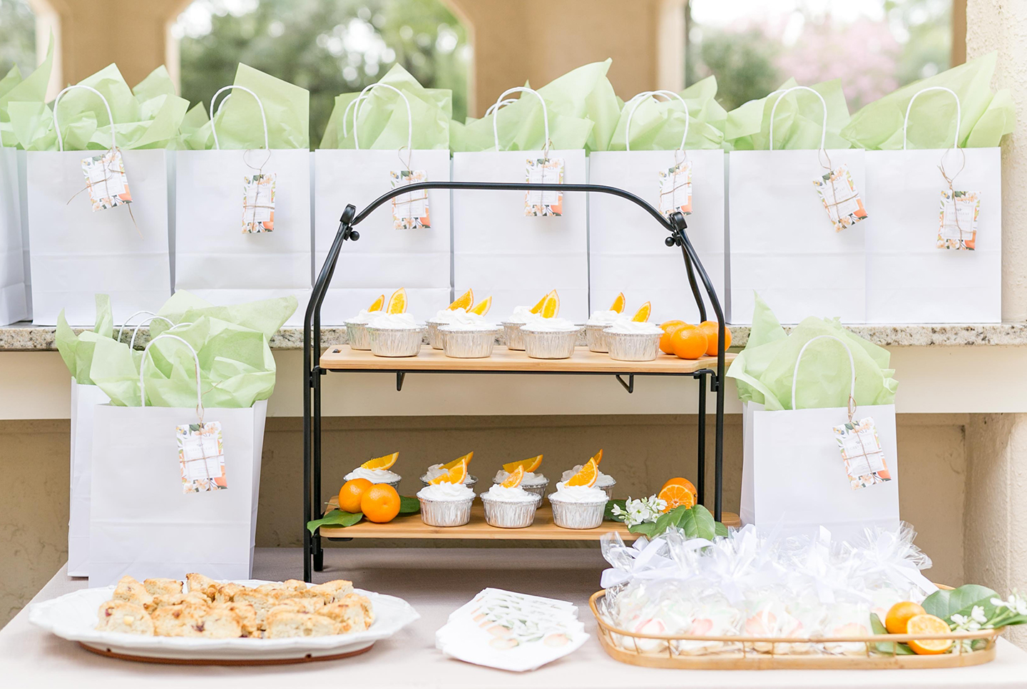 Citrus Bridal Shower Dessert Table