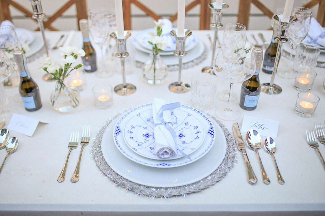 NYE Tablescape | Blue, White & Silver Place Setting