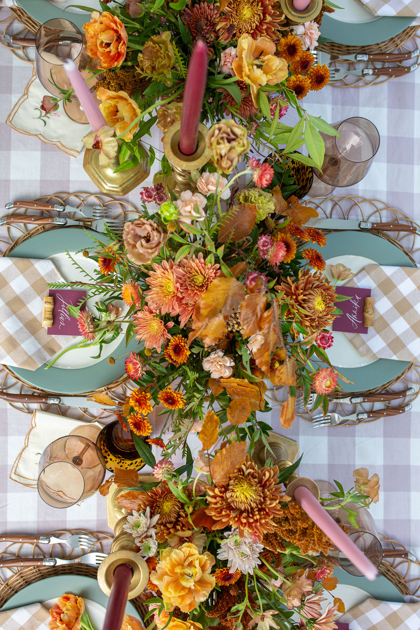 Lilac + Burgundy Thanksgiving Tablescape - Color By K